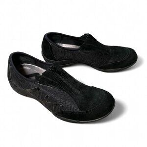 Genuine Suede Leather Anne Klein Black Zip Up Shoes